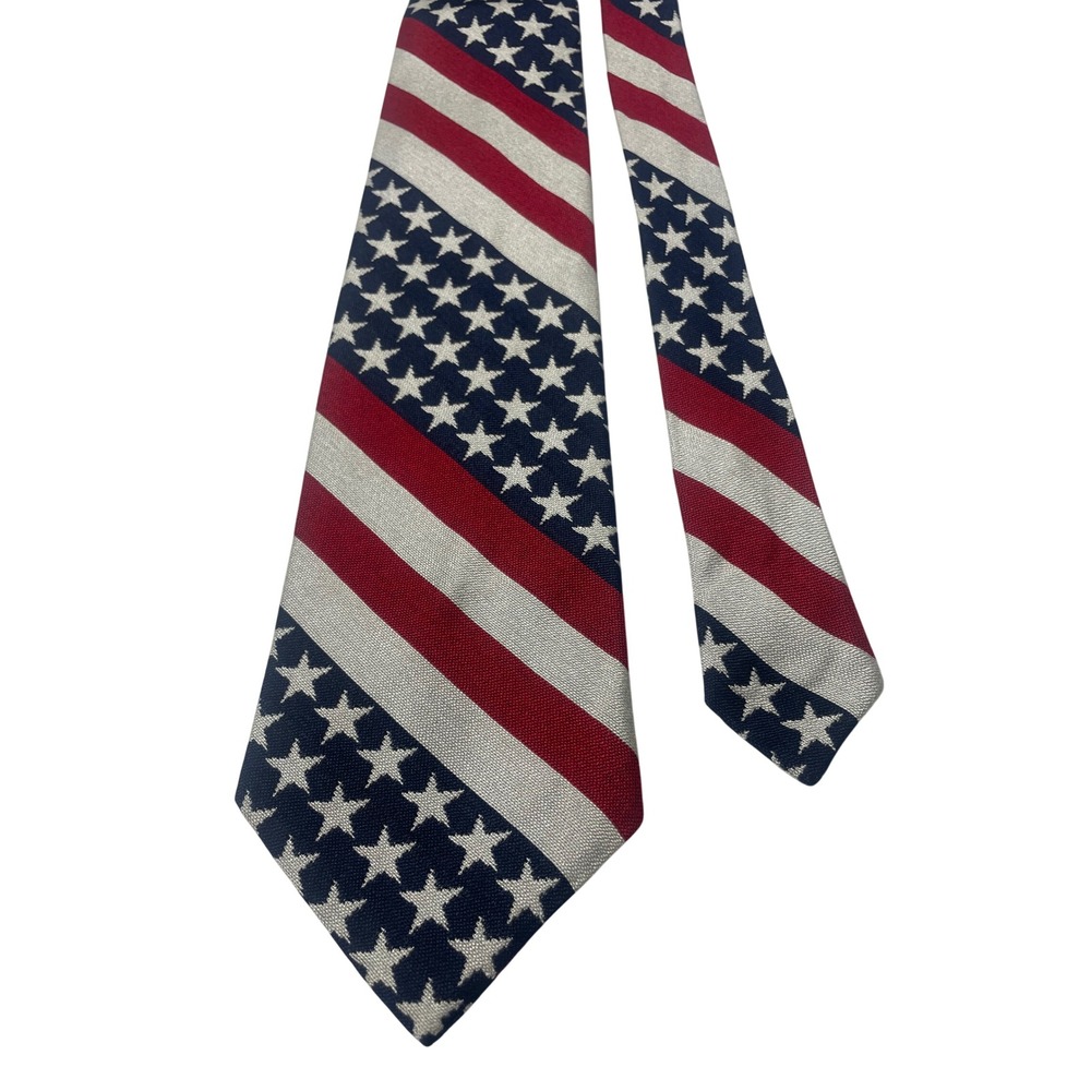 Vintage 90s Buccaneer American Flag Woven Traditional Wide Tie Men's OS